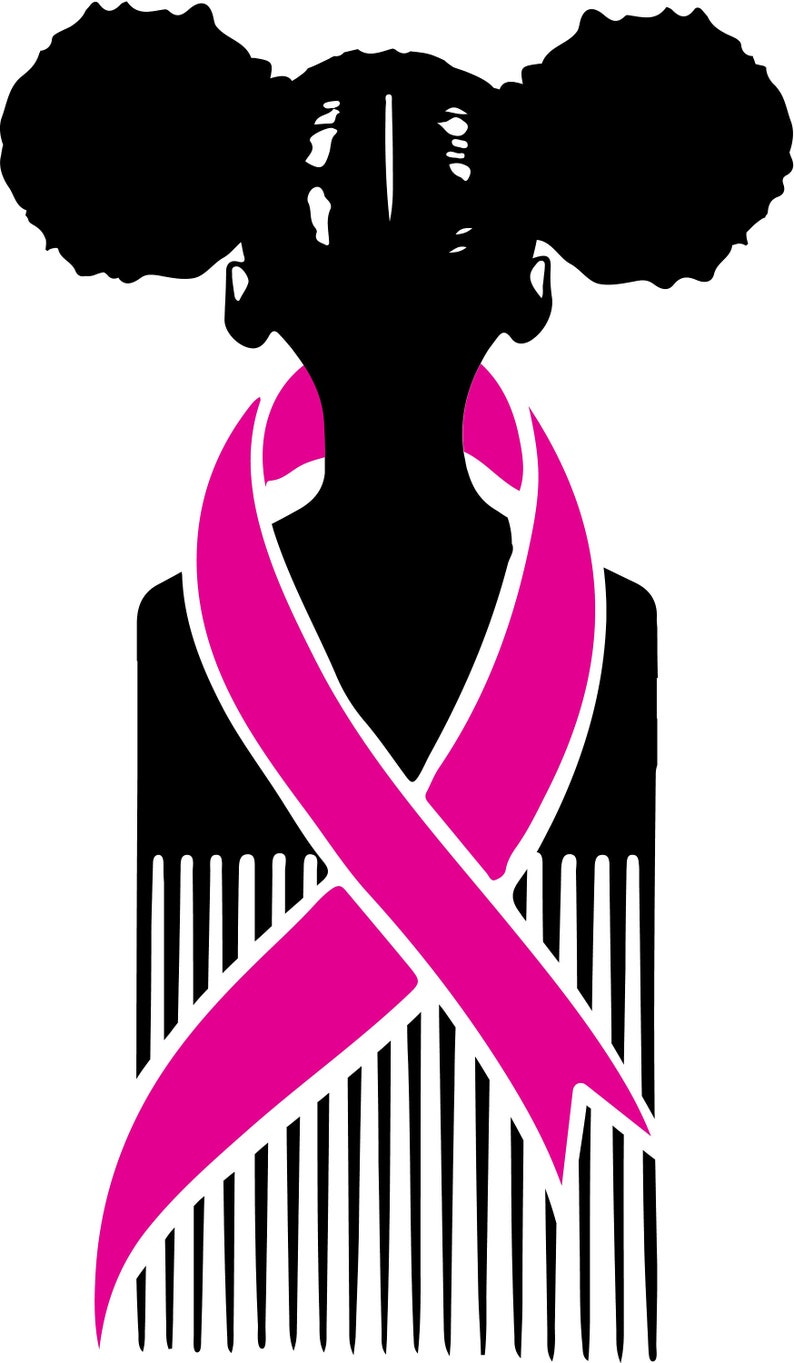 Afro peine Pink Ribbon svg Queen clipart African American - Etsy México