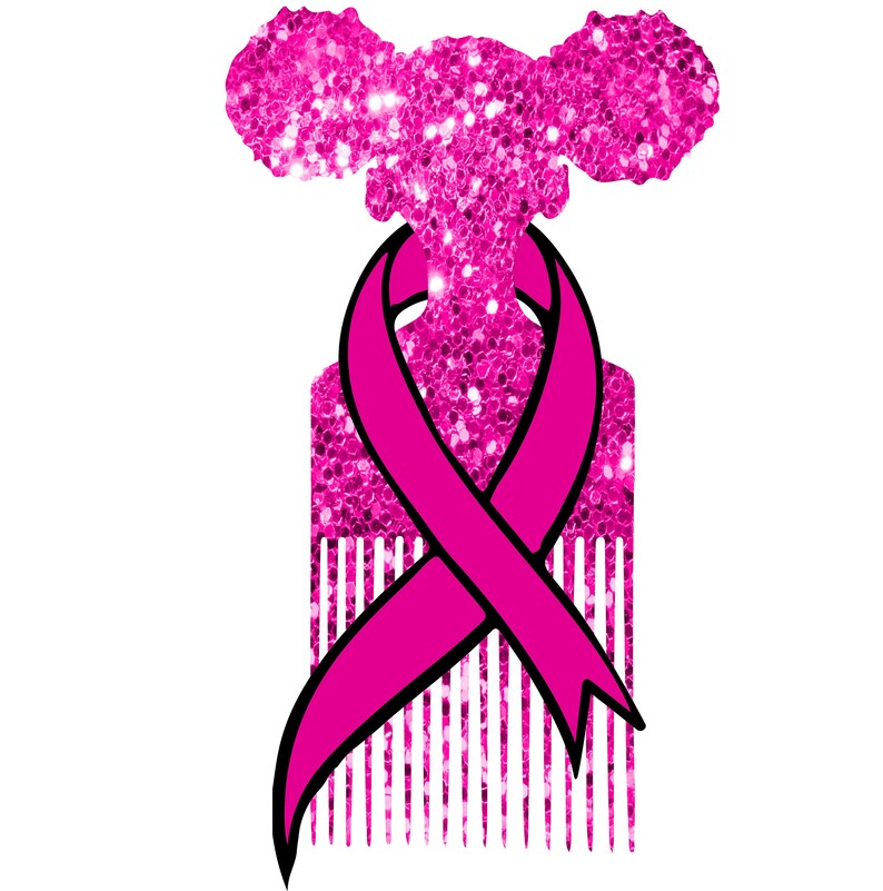 Afro peine, Pink Ribbon svg, Queen clipart African American Pink Cancer ...