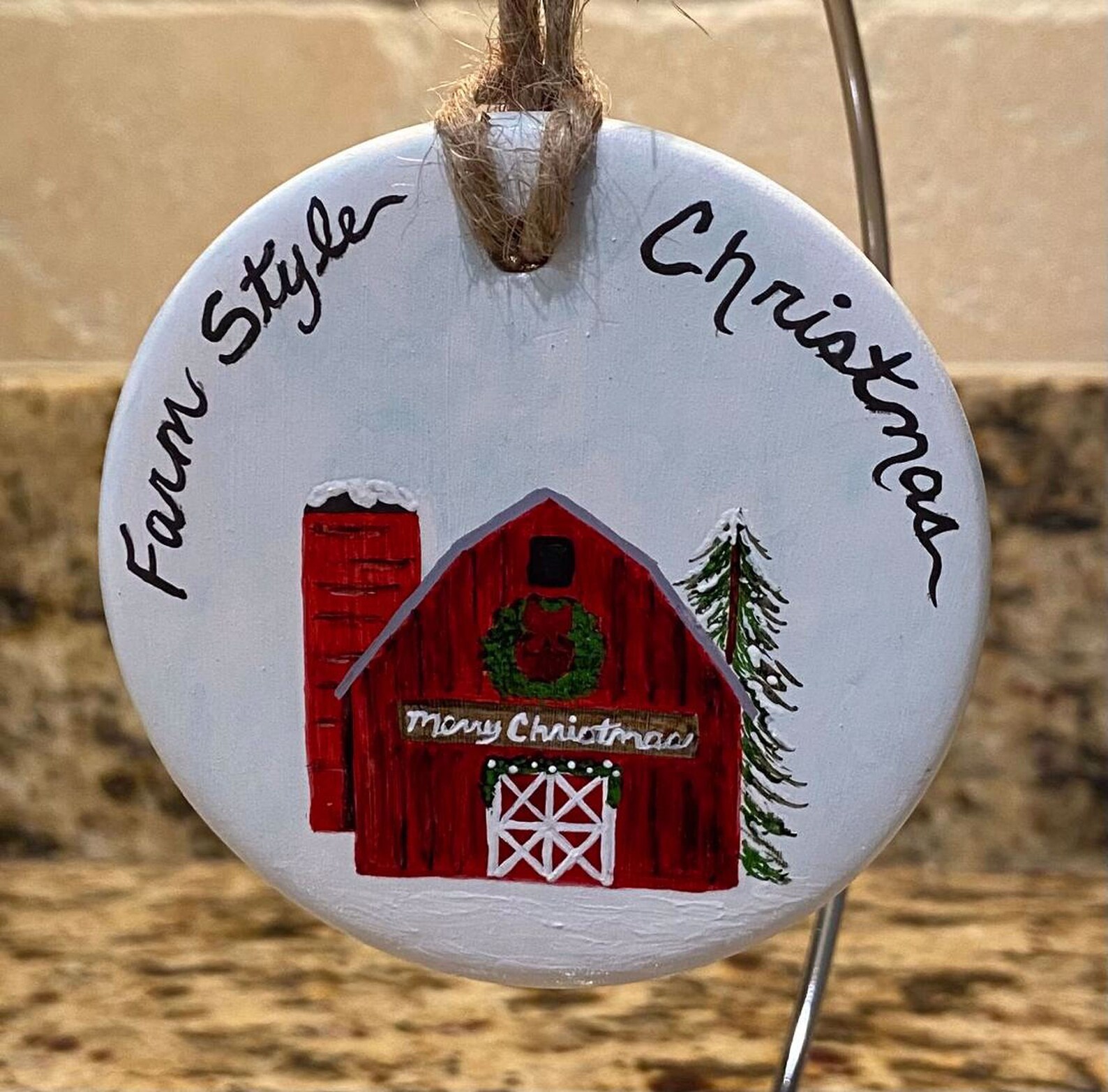 Hand Painted Barn Ornamentfarmstyle Barn Ornament Vintage Etsy