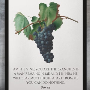 House warming digital art print fruit of the vine John 15 digital print art I am the vine scripture wall art for church downloadable art
