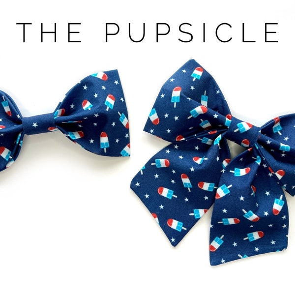 4th of July Dog Bow Tie, July 4th Girl Dog Bow, Fun Summer Pet Bow, Fourth of July Cat Bow Tie, Rocket Pop Bow Tie For Puppy, Collar Bow Tie