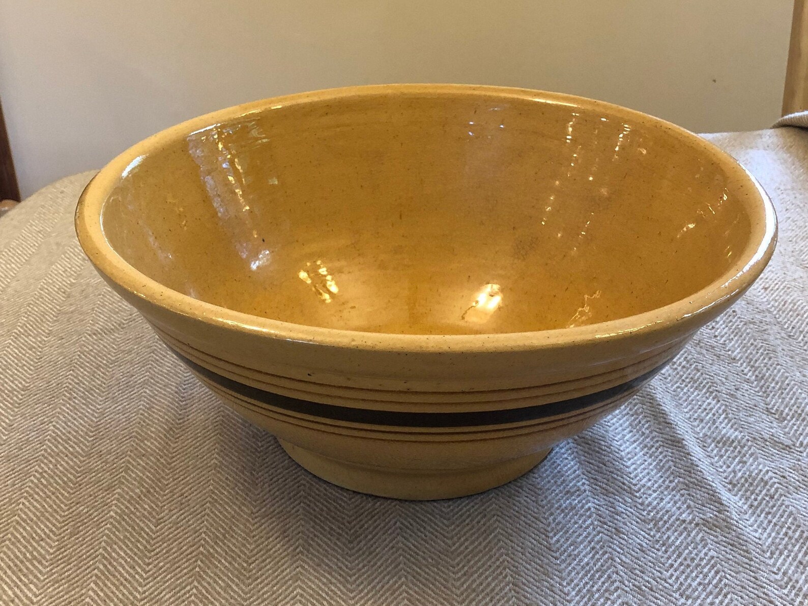 Antique Yellowware Bread bowl Stoneware USA Decor Only Etsy