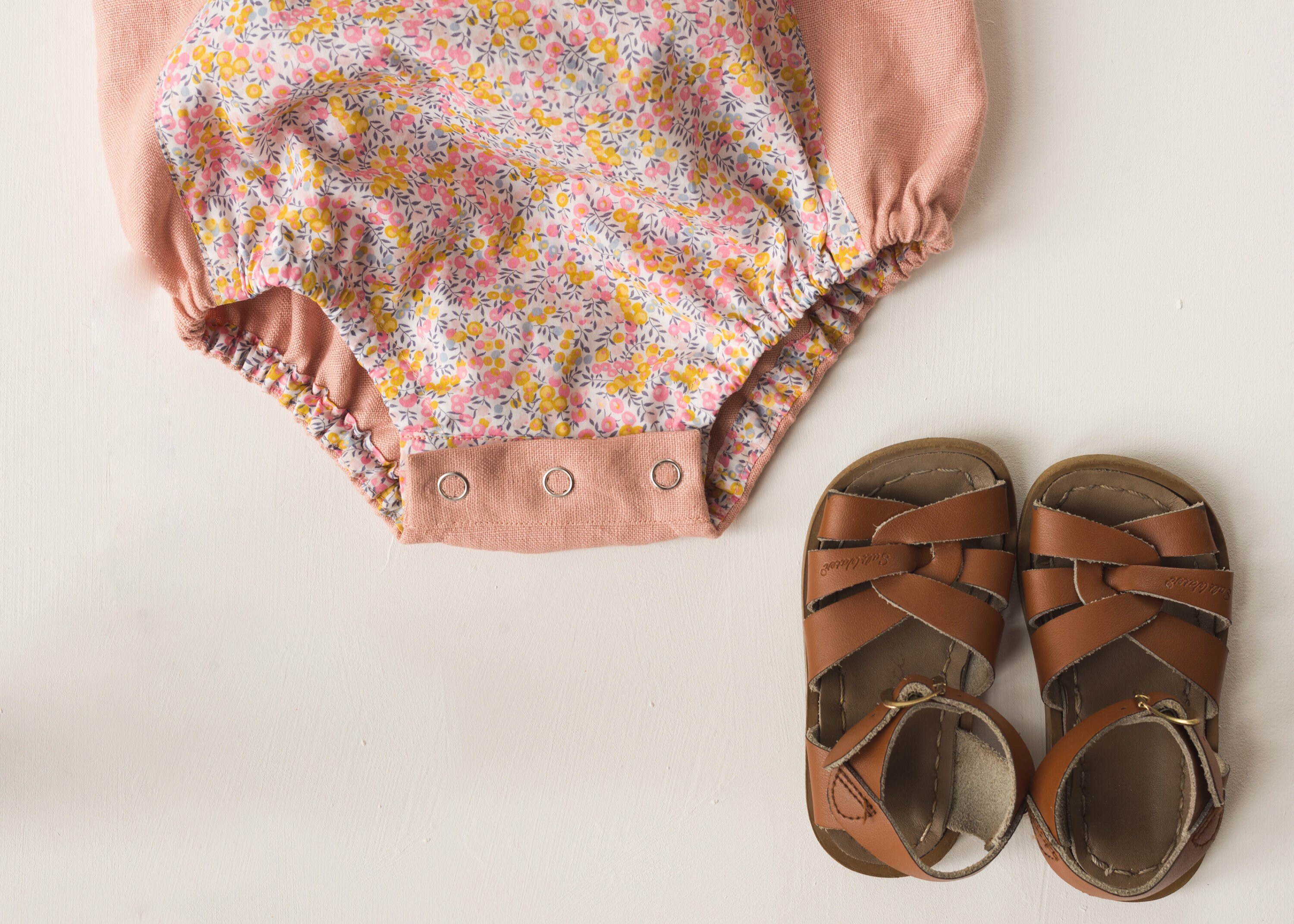 Liberty baby romper floral unisex cotton linen bubble Etsy