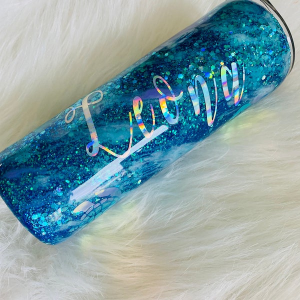 Holographic Sea Turtle MilkyWay Glitter Tumbler