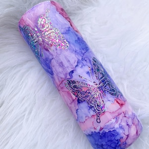 Butterfly Glitter Tumbler | Watercolor Tumbler | Glitter Tumbler