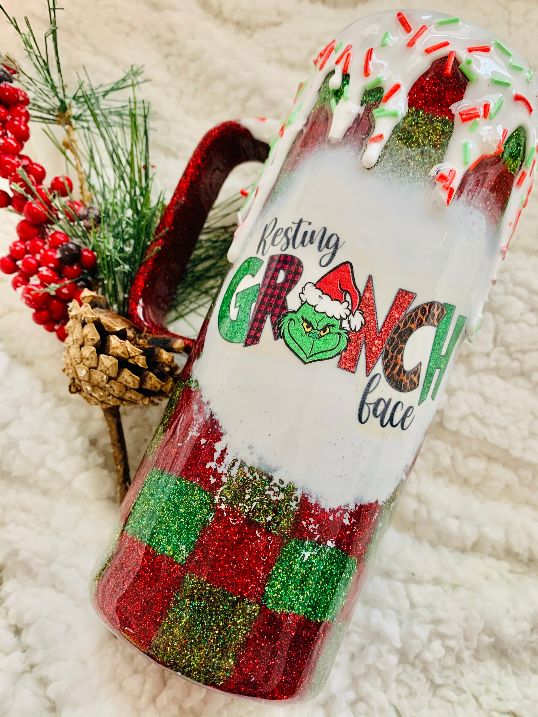 The Grinch Tumbler Christmas Tumbler 30 Oz Curve 20 Oz Etsy