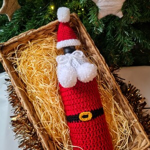 Christmas Crochet Wine Cover, Holder, Gift Bag - Handmade