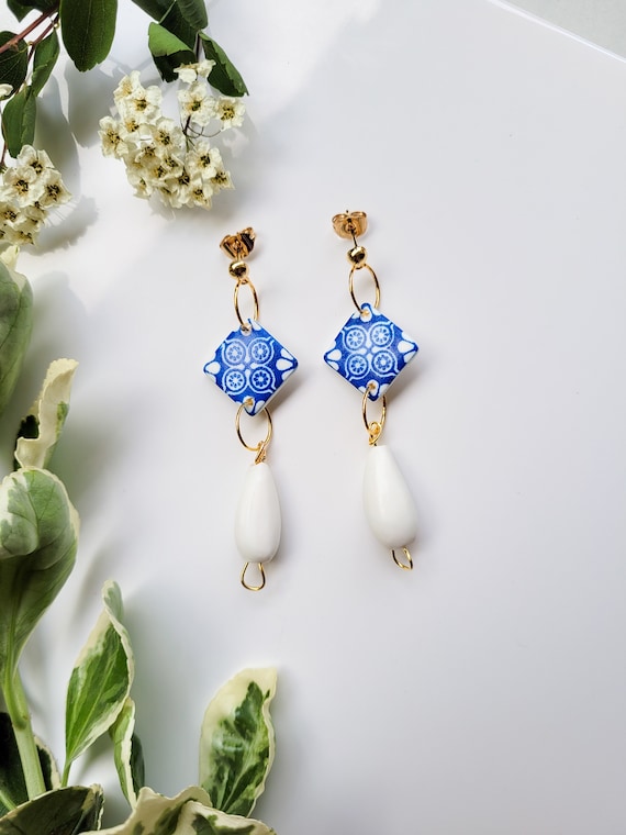 Santorini Collection, Handmade Earrings, Hand-cast Beads, Greek