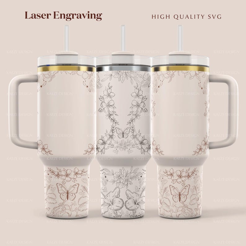 Custom 40oz Stanley Tumbler Wrap, Christian Merch Design Stanley Quencher Full Wrap with Floral Design, Bible Verse Personalized Custom Laser Engraving UV DTF and Sublimation Tumbler Wrap Modern Elegant Design in PNG and SVG for POD Commercial Use