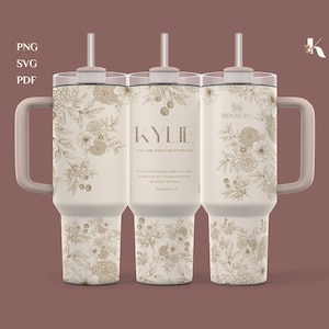 Envoltorio para vaso Stanley Floral de 40 oz: Diseño elegante (PNG, SVG)