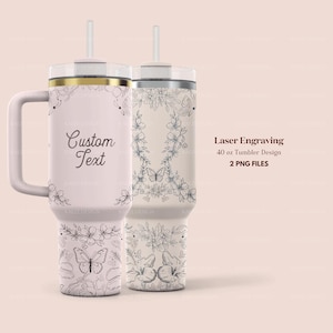 Custom 40oz Stanley Tumbler Wrap, Christian Merch Design Stanley Quencher Full Wrap with Floral Design, Bible Verse Personalized Custom Laser Engraving UV DTF and Sublimation Tumbler Wrap Modern Elegant Design in PNG and SVG for POD Commercial Use