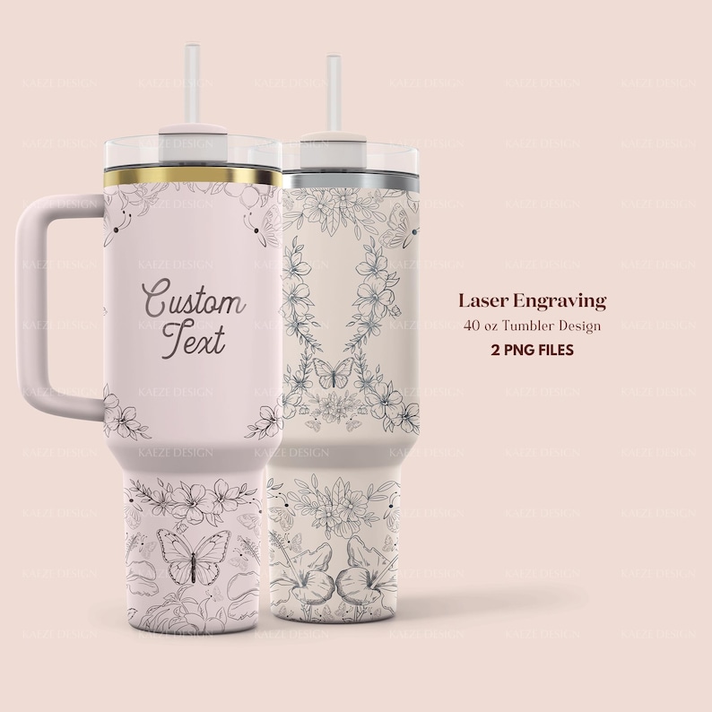 Custom 40oz Stanley Tumbler Wrap, Christian Merch Design Stanley Quencher Full Wrap with Floral Design, Bible Verse Personalized Custom Laser Engraving UV DTF and Sublimation Tumbler Wrap Modern Elegant Design in PNG and SVG for POD Commercial Use