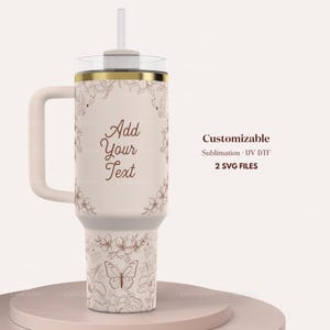 Custom 40oz Stanley Tumbler Wrap, Christian Merch Design Stanley Quencher Full Wrap with Floral Design, Bible Verse Personalized Custom Laser Engraving UV DTF and Sublimation Tumbler Wrap Modern Elegant Design in PNG and SVG for POD Commercial Use