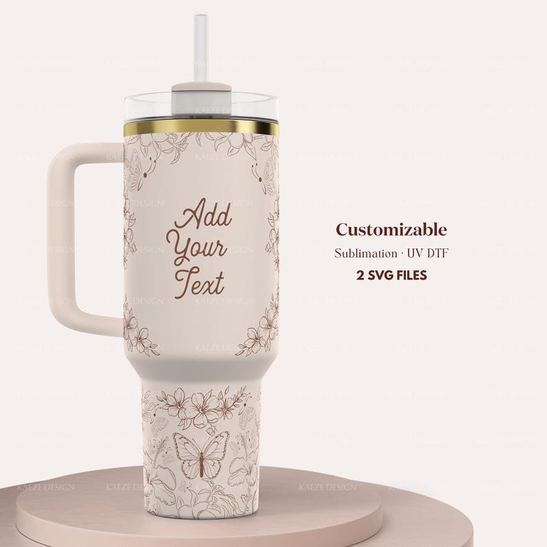 Custom 40oz Stanley Tumbler Wrap, Christian Merch Design Stanley Quencher Full Wrap with Floral Design, Bible Verse Personalized Custom Laser Engraving UV DTF and Sublimation Tumbler Wrap Modern Elegant Design in PNG and SVG for POD Commercial Use