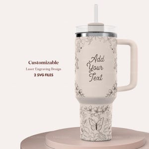 Custom 40oz Stanley Tumbler Wrap, Christian Merch Design Stanley Quencher Full Wrap with Floral Design, Bible Verse Personalized Custom Laser Engraving UV DTF and Sublimation Tumbler Wrap Modern Elegant Design in PNG and SVG for POD Commercial Use