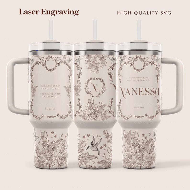 Floral 40 Oz Tumbler Wrap Design | Laser Engraving, UV DTF, Sublimation ...