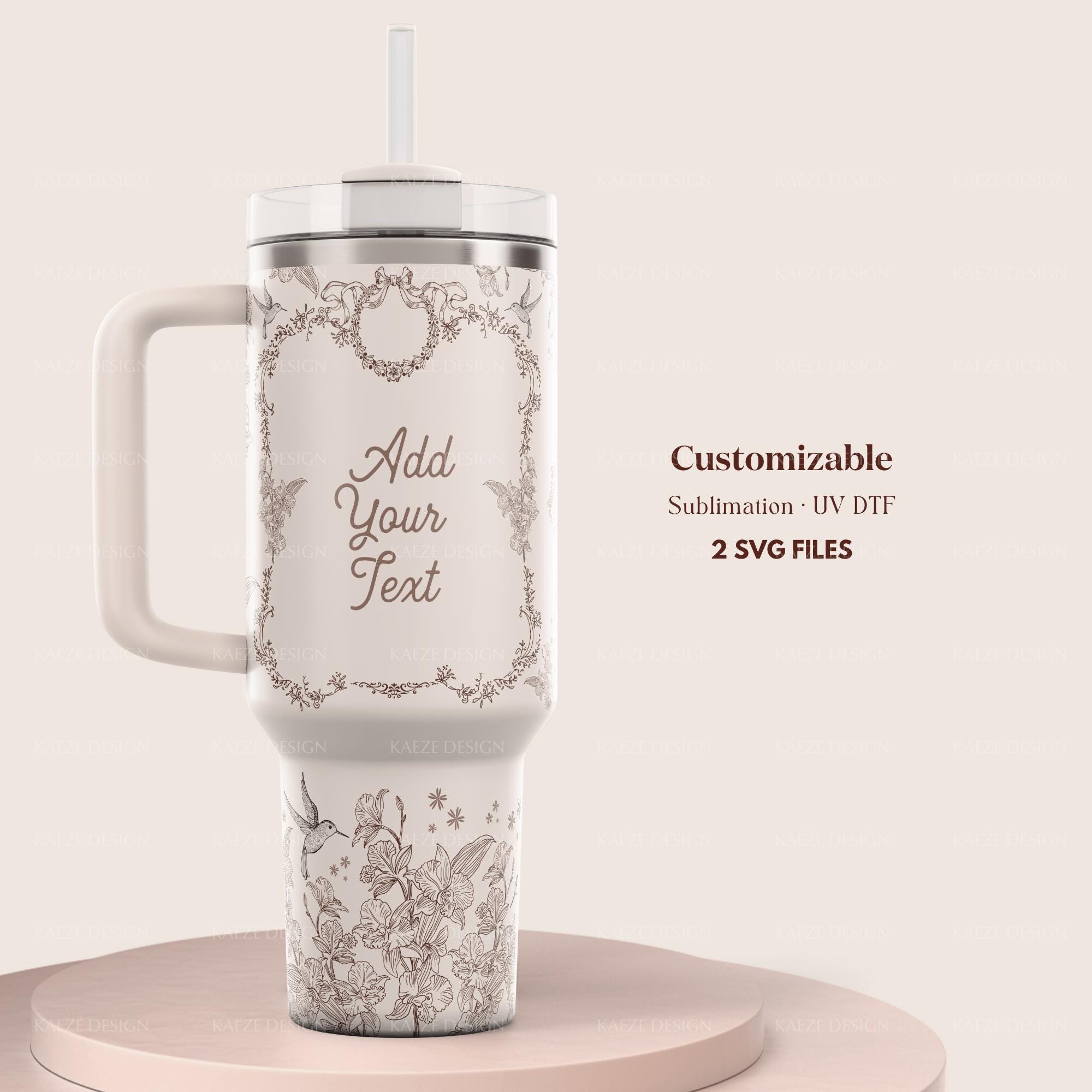 Floral 40 Oz Tumbler Wrap Design | Laser Engraving, UV DTF, Sublimation ...