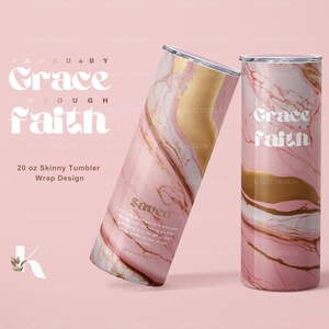 Christelijk omslagontwerp beker: genade door geloof, 20oz magere beker (digitale png-download)