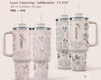 Kwiatowy wzór opakowania Stanley Quencher: kubek o pojemności 40 uncji (PNG, pobranie cyfrowe SVG)