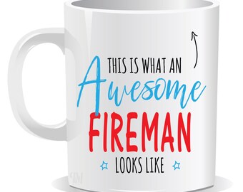 Fu*king Awesome Fireman Mug Service Birthday Christmas Funny Gift For Fireman