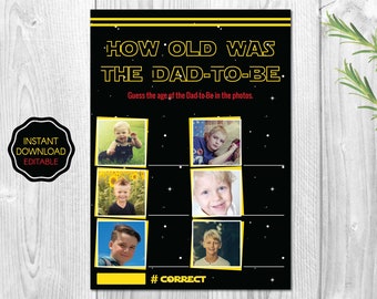 How Old Was The Dad-to-Be , Baby Shower Game for Men, Baby Shower Games Printable, Baby Shower Fun Activity - Instant Download PDF