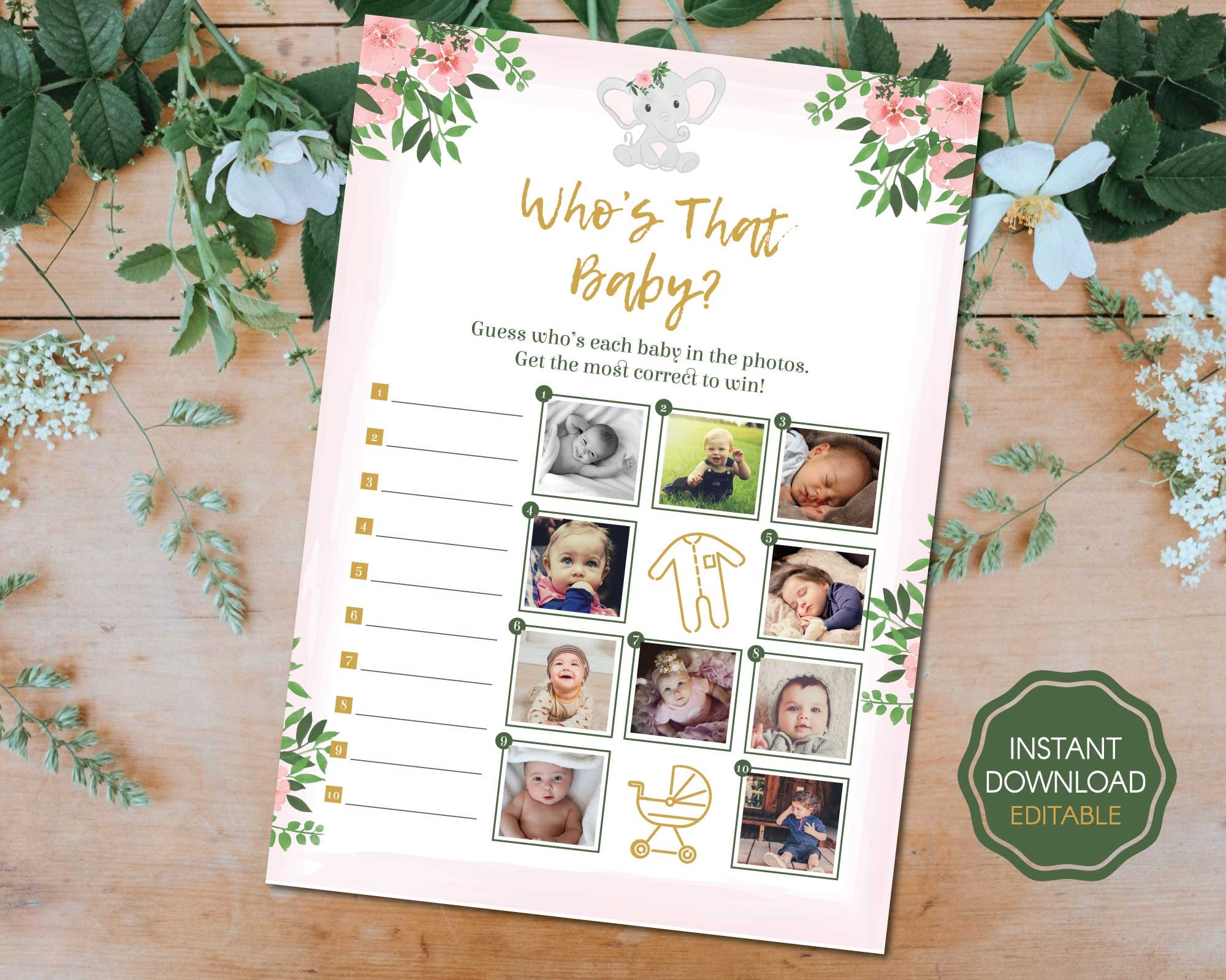 Who's That Baby, Baby Shower Game, Virtual Baby Shower Game, Guess Who