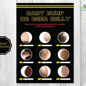 Baby Shower Game For Men, Baby Bump or Beer Belly Game, Pregnant or Beer Belly Game,  Beer Belly or Baby Bump, Baby Shower Games Printable