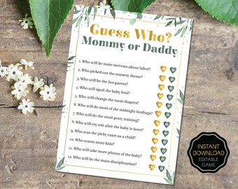 Guess Who Baby Game, Coed Baby Shower Game, Fun Baby Games, Mommy or Daddy Game, Guess Who Mom or Dad, Fun Baby Games | Instand Download