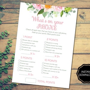 What’s On Your Phone Game, Virtual Baby Shower Game, What&#39;s On Your Cell Phone Baby Shower Game, Online Baby Shower Game | Digital File