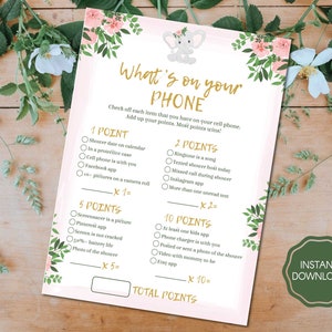 What’s On Your Phone Game, Virtual Baby Shower Game, What&#39;s On Your Cell Phone Baby Shower Game, Online Baby Shower Game | Digital File