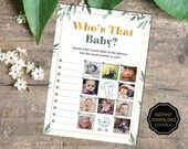 Who's That Baby - Baby Shower Game, Coed Baby Shower Game, Guess Who's Baby Game, Baby Shower Game Printable - Instand Download PDF