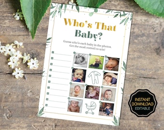 Who&#39;s That Baby - Baby Shower Game, Coed Baby Shower Game, Guess Who&#39;s Baby Game, Baby Shower Game Printable - Instand Download PDF