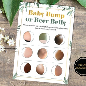Coed Baby Shower Game, Baby Bump or Beer Belly Game, Pregnant or Beer Belly Game,  Beer Belly or Baby Bump, Baby Shower Games Printable