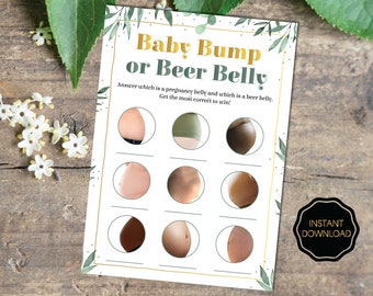 Coed Baby Shower Game, Baby Bump or Beer Belly Game, Pregnant or Beer Belly Game,  Beer Belly or Baby Bump, Baby Shower Games Printable