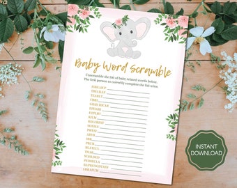 Baby Word Scramble, Virtual Baby Shower Word Scramble Game, Zoom Baby Shower Game, Fun Baby Game, Baby Shower Game Printable | Digital File