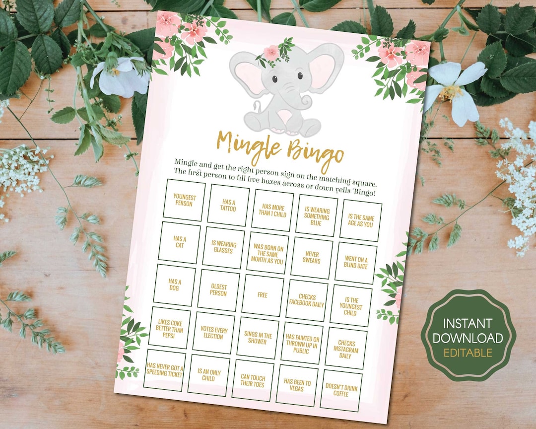 Baby Shower Mingle Bingo Game Virtual Baby Shower Bingo Etsy