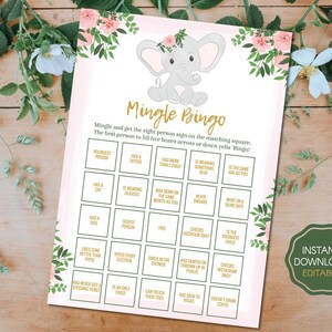 Baby Shower Mingle Bingo Game, Virtual Baby Shower Bingo, Online Baby Shower Game, Zoom Baby Shower Game, Baby Girl Shower | Digital File