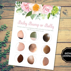 Baby Bump or Beer Belly, Baby Shower Game, Pregnant or Beer Belly Game,  Beer Belly or Baby Bump, Floral Baby Shower Games | Digital File