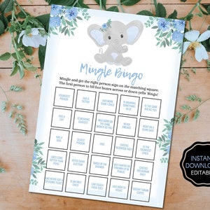 Baby Shower Mingle Bingo Game, Virtual Baby Shower Bingo, Online Baby Shower Game, Zoom Baby Shower Game, Baby Boy Shower | Digital File