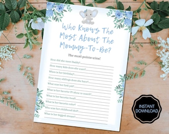 Who Knows Mommy Best, Virtual Baby Shower Game, How Well Do You Know the Mommy, Mommy Quiz, Baby Shower Game Printable - Instand Download