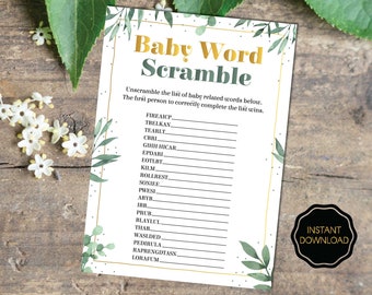 Baby Shower Word Scramble Game, Baby Word Scramble, Coed Baby Shower Game, Fun Baby Games, Baby Shower Game Printable | Instand Download