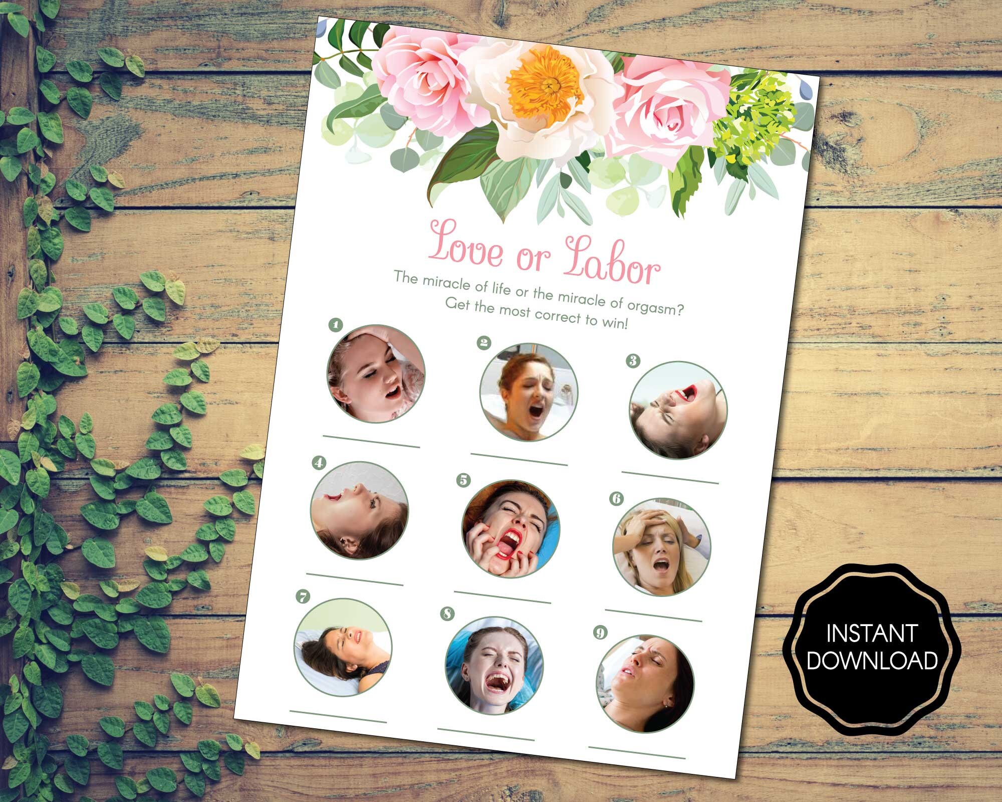 Floral Baby Shower Game Love or Labor Baby Shower Labor or Etsy UK