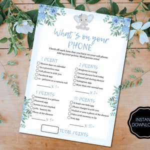 What’s On Your Phone Game, Virtual Baby Shower Game, What&#39;s On Your Cell Phone Baby Shower Game, Online Baby Shower Game | Digital File