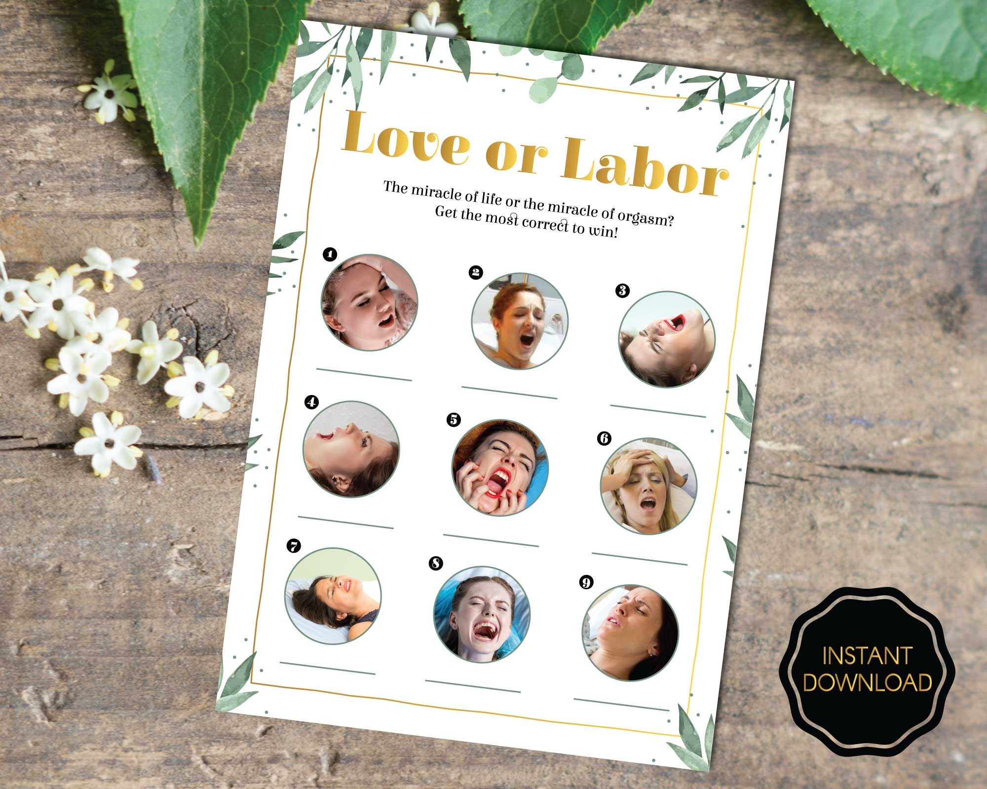 Coed Baby Shower Game Love or Labor Baby Shower, Labor or Love Baby