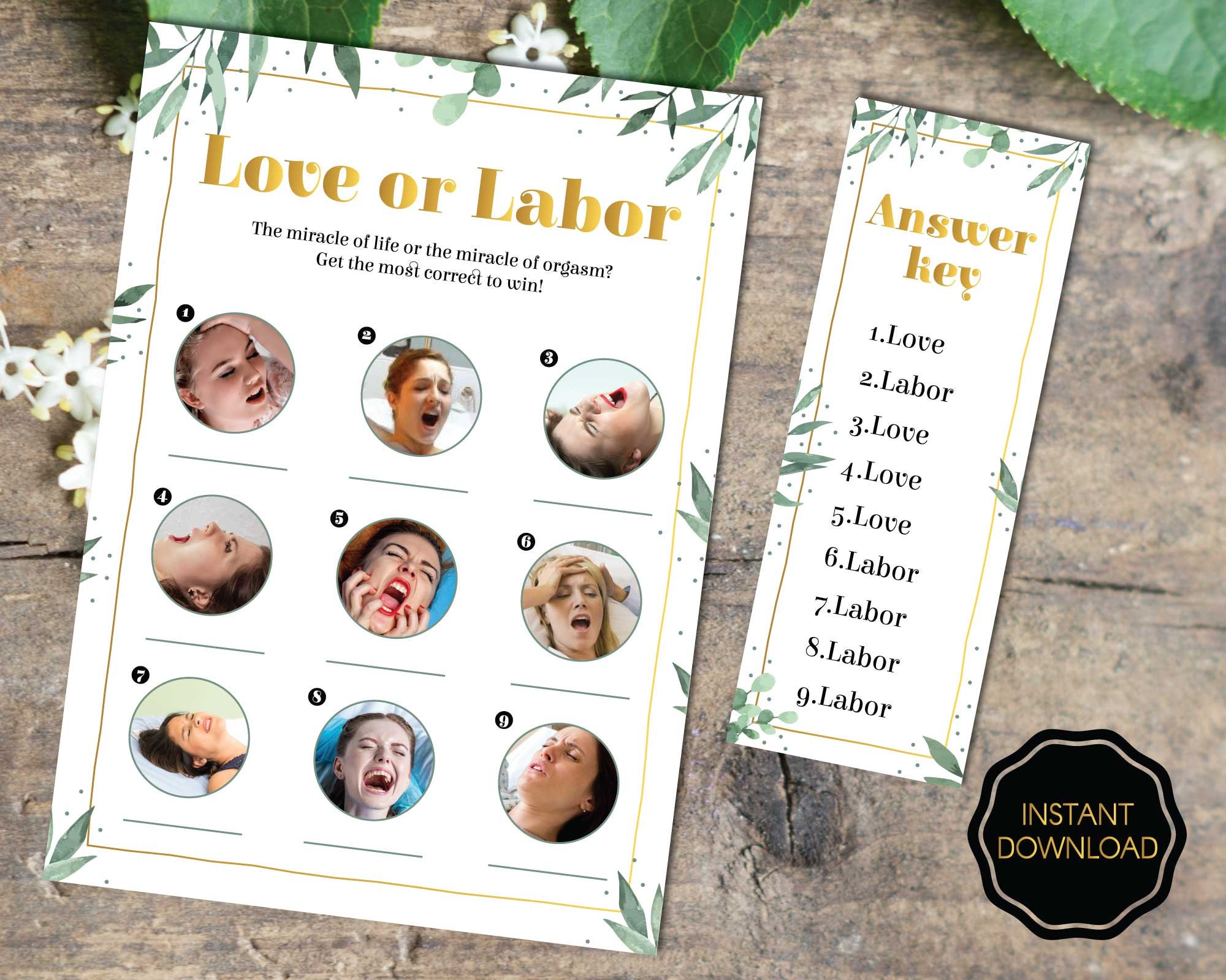Coed Baby Shower Game Love or Labor Baby Shower, Labor or Love Baby