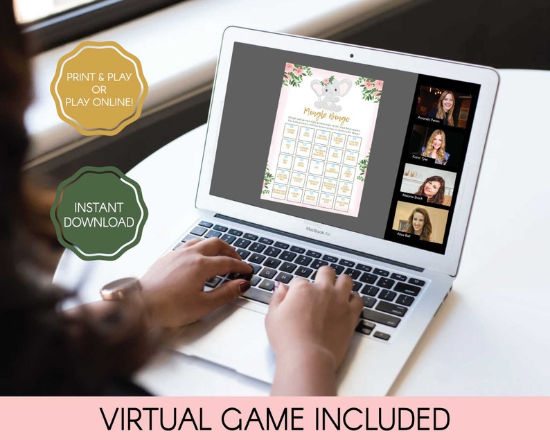 Baby Shower Mingle Bingo Game Virtual Baby Shower Bingo Etsy