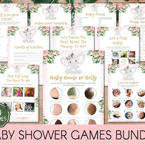 Virtual Baby Shower Games Bundle, Virtual Baby Shower Games, Zoom Baby Shower Games, Virtual Baby Girl Shower, Social Distancing Shower
