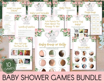 Virtual Baby Shower Games Bundle, Virtual Baby Shower Games, Zoom Baby Shower Games, Virtual Baby Girl Shower, Social Distancing Shower