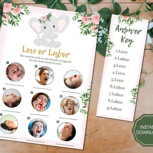 Baby Shower Game - Love or Labor Baby Shower, Labor or Love Baby Shower ...
