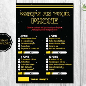 What’s On Your Phone Game, Baby Shower Game For Men, What&#39;s On Your Cell Phone Baby Shower Game - Instant Download Printable